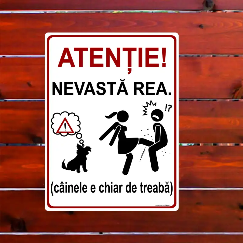 Atentie nevasta rea, indicator amuzant 200x265 mmv